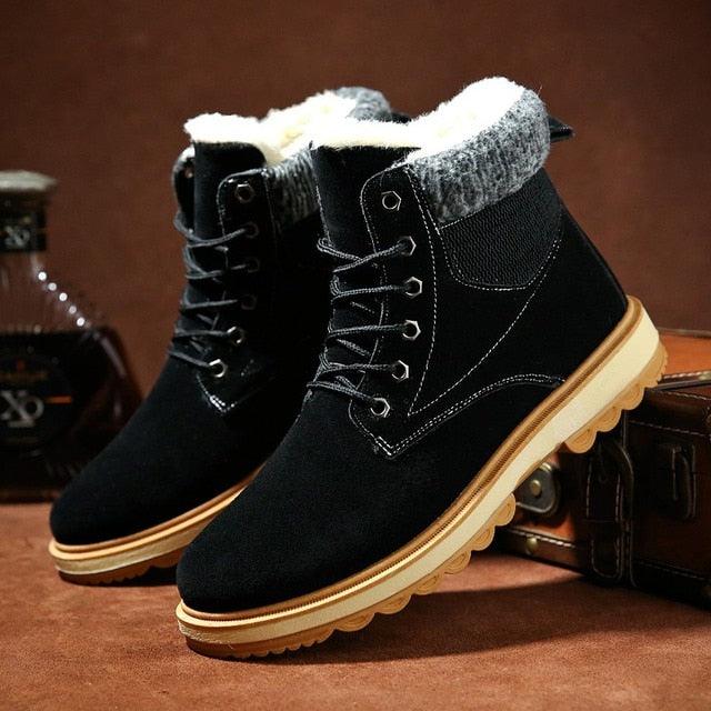 Bottes de neige chaudes d'hiver pour hommes, chaussures chaudes d'hiver en fourrure pour hommes, bottes, chaussures, bottines, bottes d'hiver chaudes doublées de fourrure, résistantes à l'eau, imperméables, pour l'extérieur, la neige et l'automne