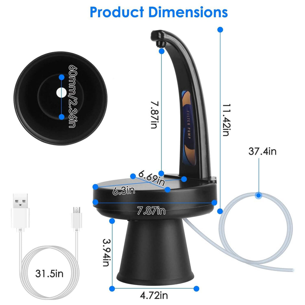 Distributeur d'eau Bouteille rechargeable USB Mini cruche d'eau pour les bouteilles d'eau de 1 à 5 gallons