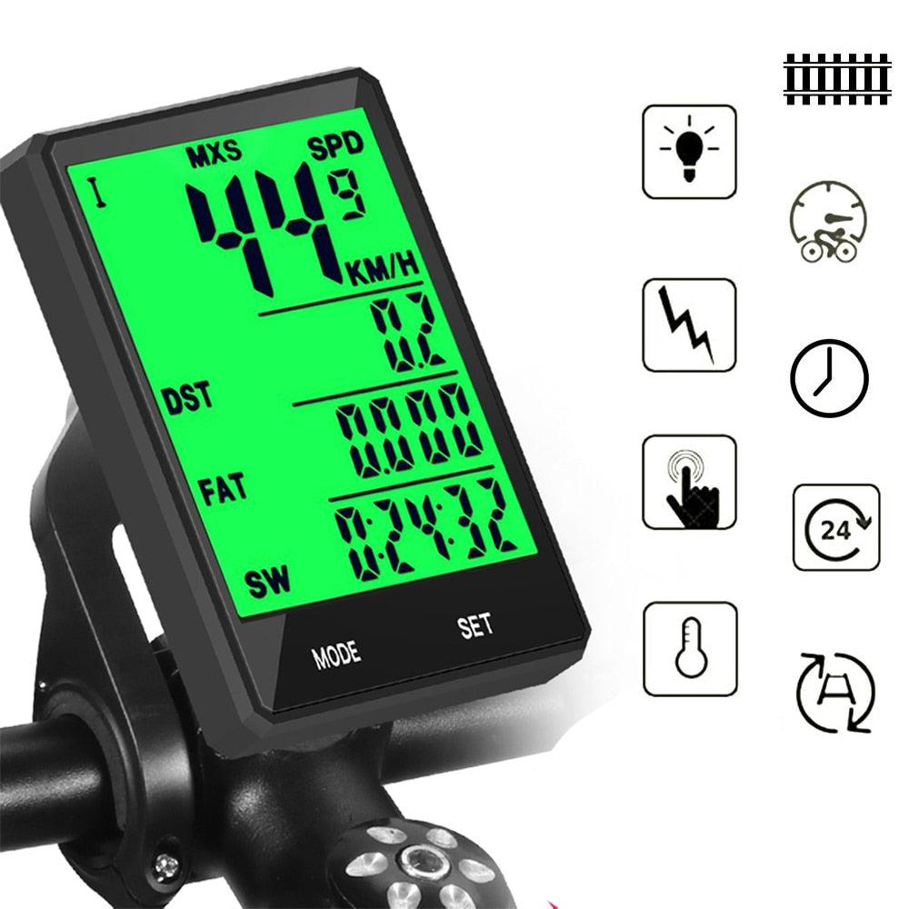 Compteur de vélo étanche sans fil et filaire Odomètre de cyclisme Compteur de vitesse de vélo avec écran LCD 20 fonctions et réveil automatique