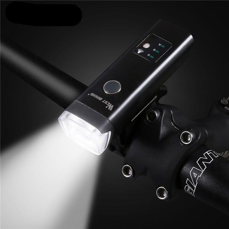 Éclairage de Vélo Étanche Lampe Frontale Intelligente Avec Klaxon USB Rechargeable Phare de Vélo LED Puissant Lumineux pour Adultes, Vélo de Route et Sécurité à Vélo