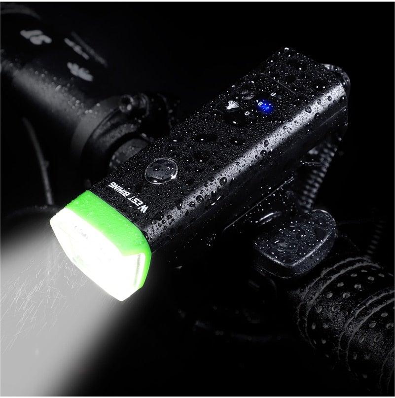 Éclairage de Vélo Étanche Lampe Frontale Intelligente Avec Klaxon USB Rechargeable Phare de Vélo LED Puissant Lumineux pour Adultes, Vélo de Route et Sécurité à Vélo