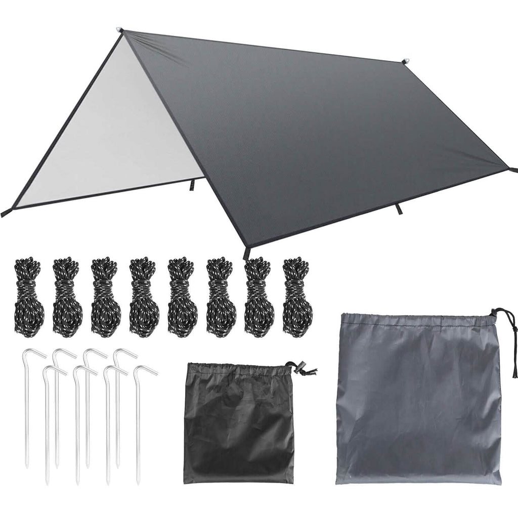 Kit Bâche de Camping Étanche Auvent Tente Abri Pluie Portable