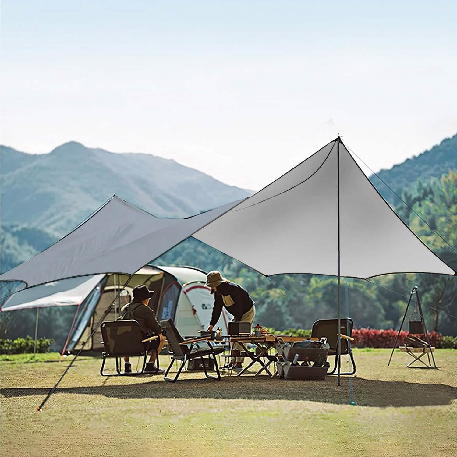 Kit Bâche de Camping Étanche Auvent Tente Abri Pluie Portable