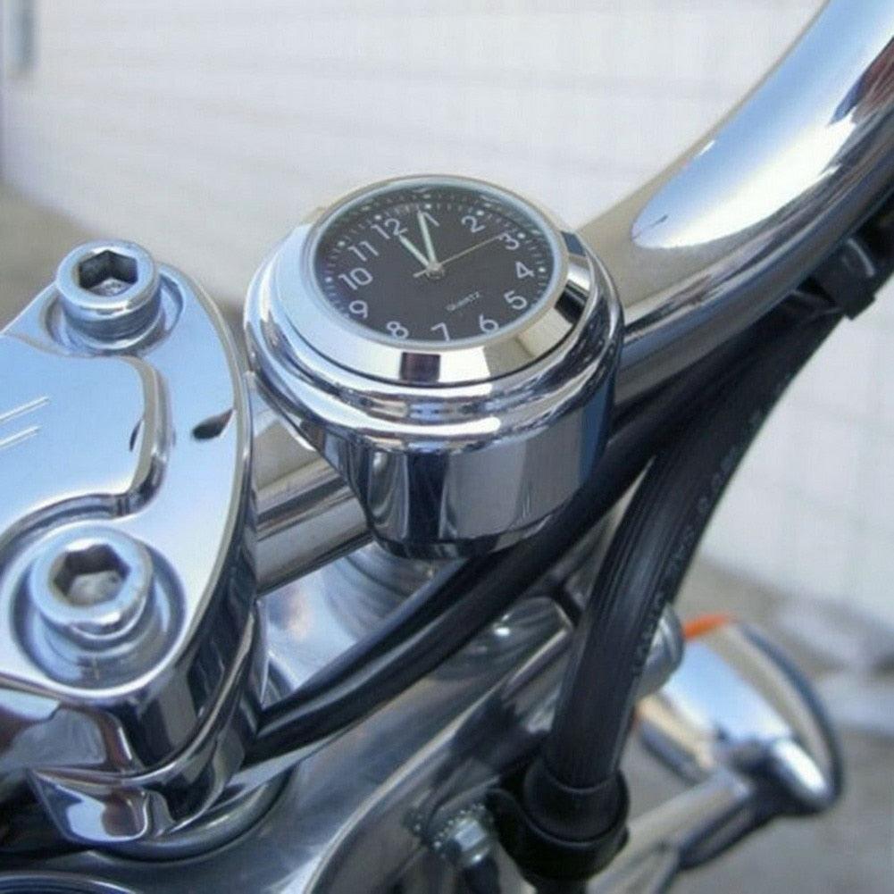 Horloge de moto étanche pour guidon, horloge à quartz pour guidon de moto, modification de moto, support de guidon, horloge à quartz étanche, accessoires de montre, horloge lumineuse en aluminium pour moto, accessoires noirs