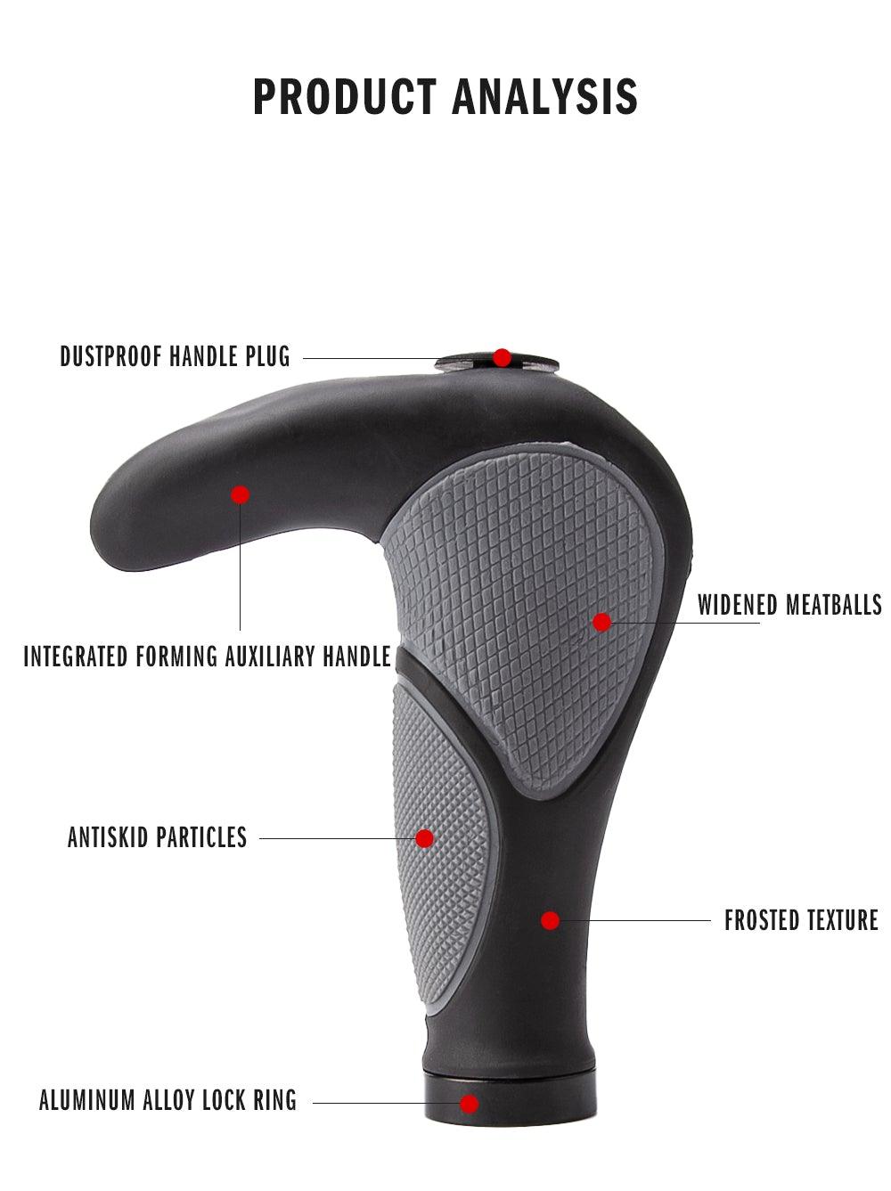 Klaxon étanche pour vélo de route Housse de guidon antidérapante Poignée de guidon Accessoires de vélo Poignées de guidon en silicone pour VTT Conception ergonomique avec anneau de verrouillage bilatéral antidérapant pour vélo standard