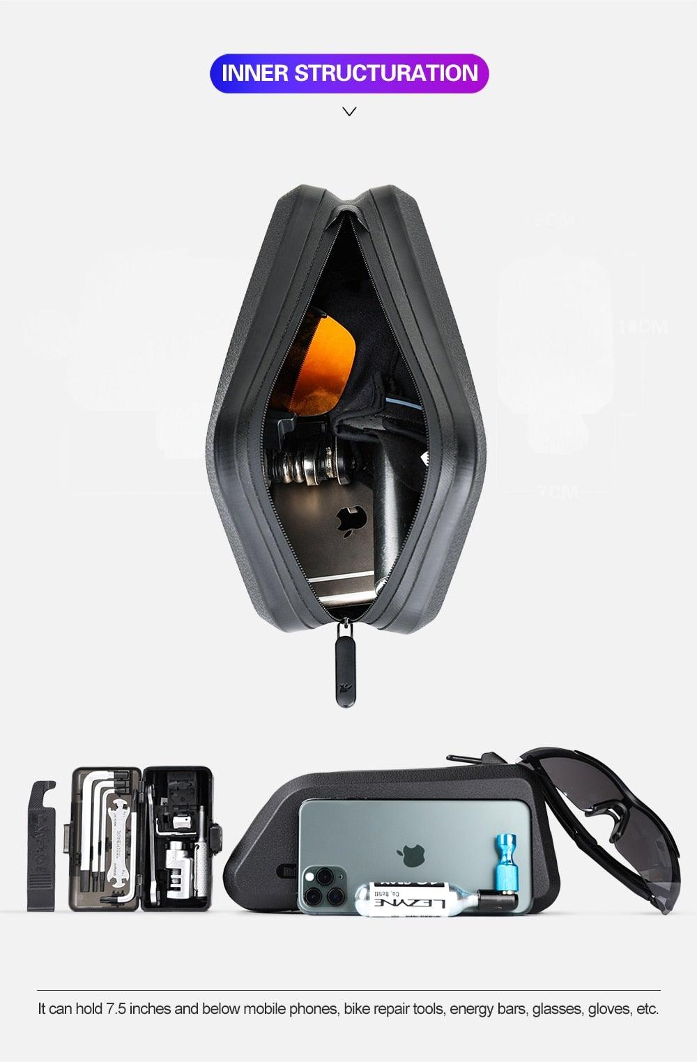Sacoche de vélo étanche pour cadre de vélo, coque rigide, sacoche de cadre stable, accessoires de vélo pour vélo de route, sacoche de cadre, sacoche de vélo étanche et stable, sacoche de vélo, accessoires de cyclisme professionnels