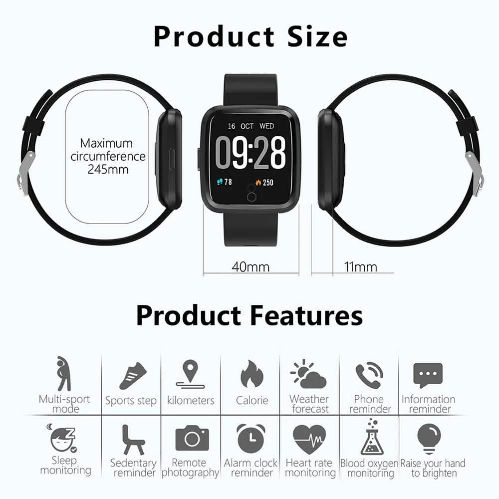 Montre étanche à écran tactile, moniteur de fréquence cardiaque, bracelet de sport et de suivi d'activité physique