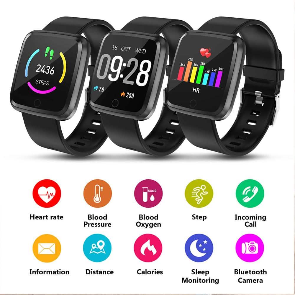 Montre étanche à écran tactile, moniteur de fréquence cardiaque, bracelet de sport et de suivi d'activité physique