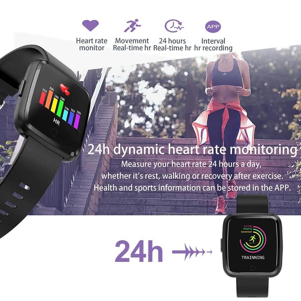 Montre étanche à écran tactile, moniteur de fréquence cardiaque, bracelet de sport et de suivi d'activité physique