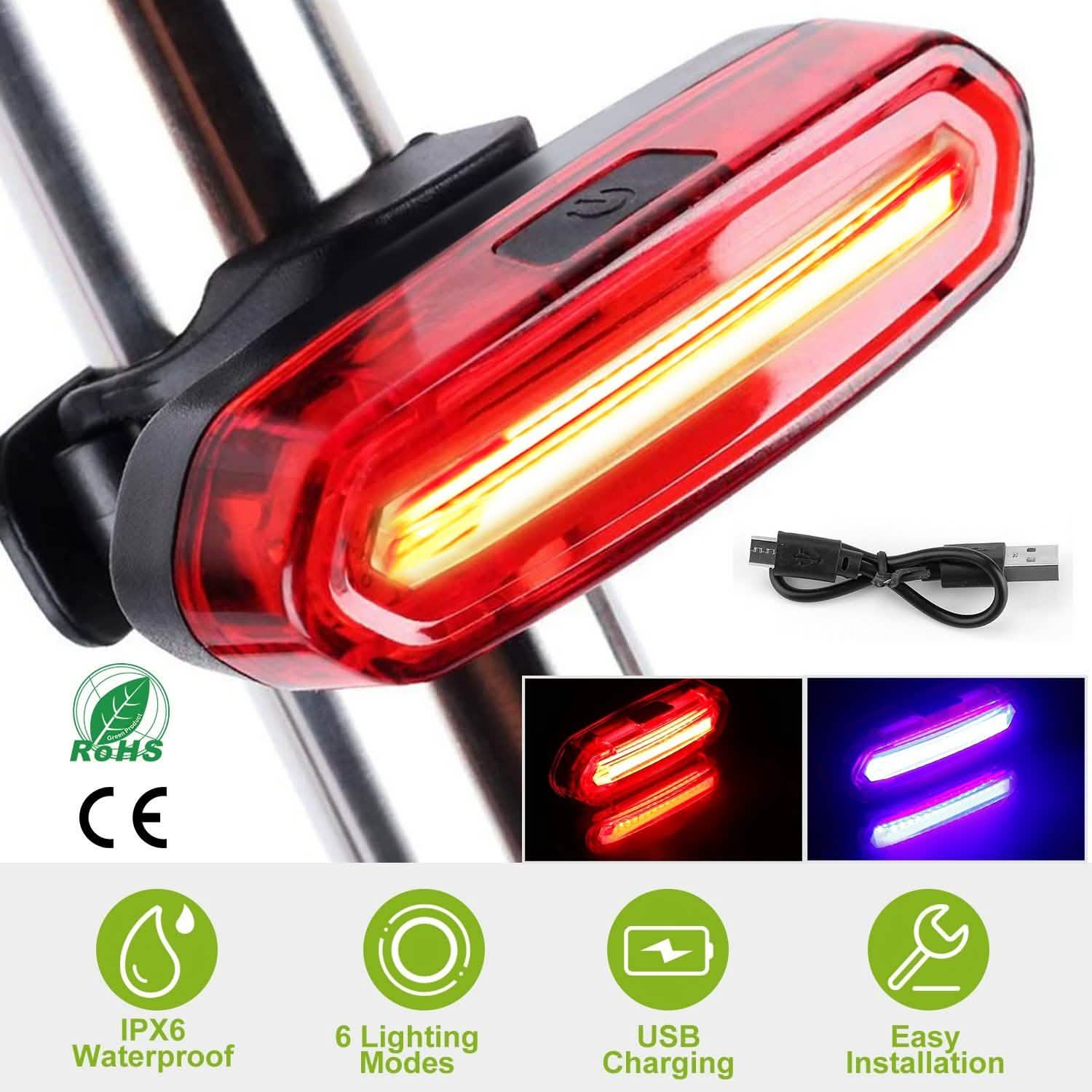 Lampe d'avertissement de vélo à LED rechargeable USB étanche