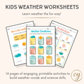 Fiches d'exercices météo imprimables pour enfants – Téléchargement instantané PDF de 14 pages