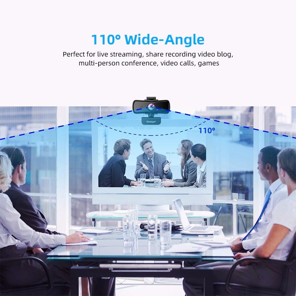 Webcam 2K Full HD Caméra Web pour PC Ordinateur Portable USB Caméra Web avec Microphone Autofocus WebCam Conférence et Appel Vidéo