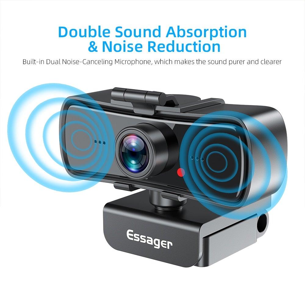 Webcam 2K Full HD Caméra Web pour PC Ordinateur Portable USB Caméra Web avec Microphone Autofocus WebCam Conférence et Appel Vidéo