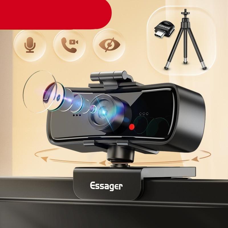 Webcam 2K Full HD Caméra Web pour PC Ordinateur Portable USB Caméra Web avec Microphone Autofocus WebCam Conférence et Appel Vidéo
