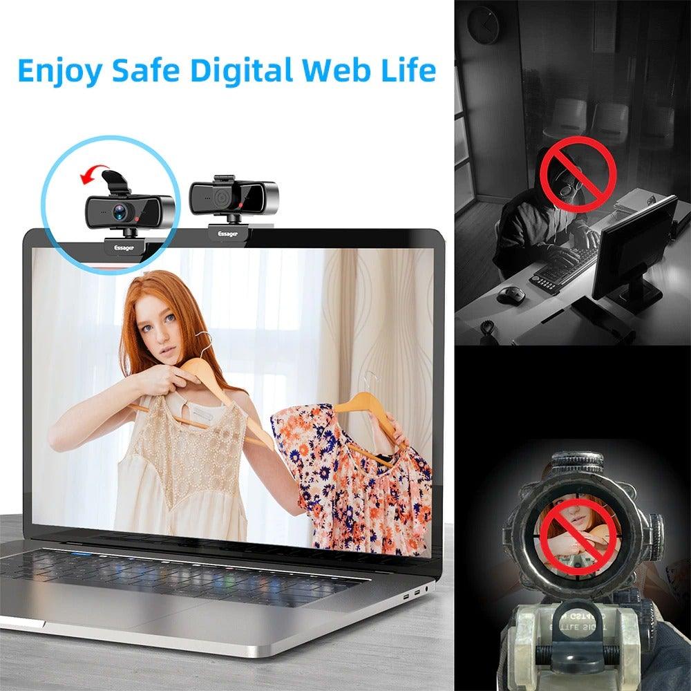 Webcam 2K Full HD Caméra Web pour PC Ordinateur Portable USB Caméra Web avec Microphone Autofocus WebCam Conférence et Appel Vidéo