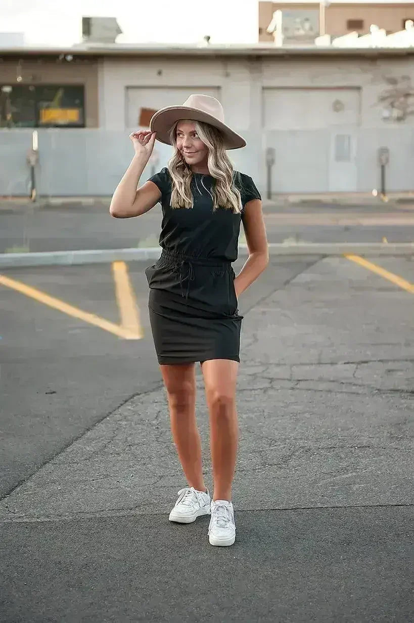 Robe légère DOWNTOWN noire pour femme