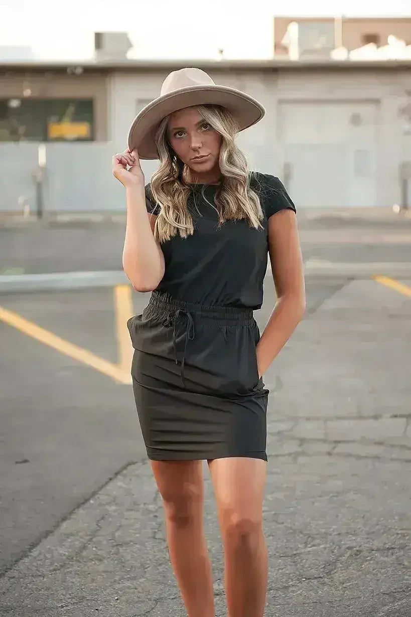Robe légère DOWNTOWN noire pour femme