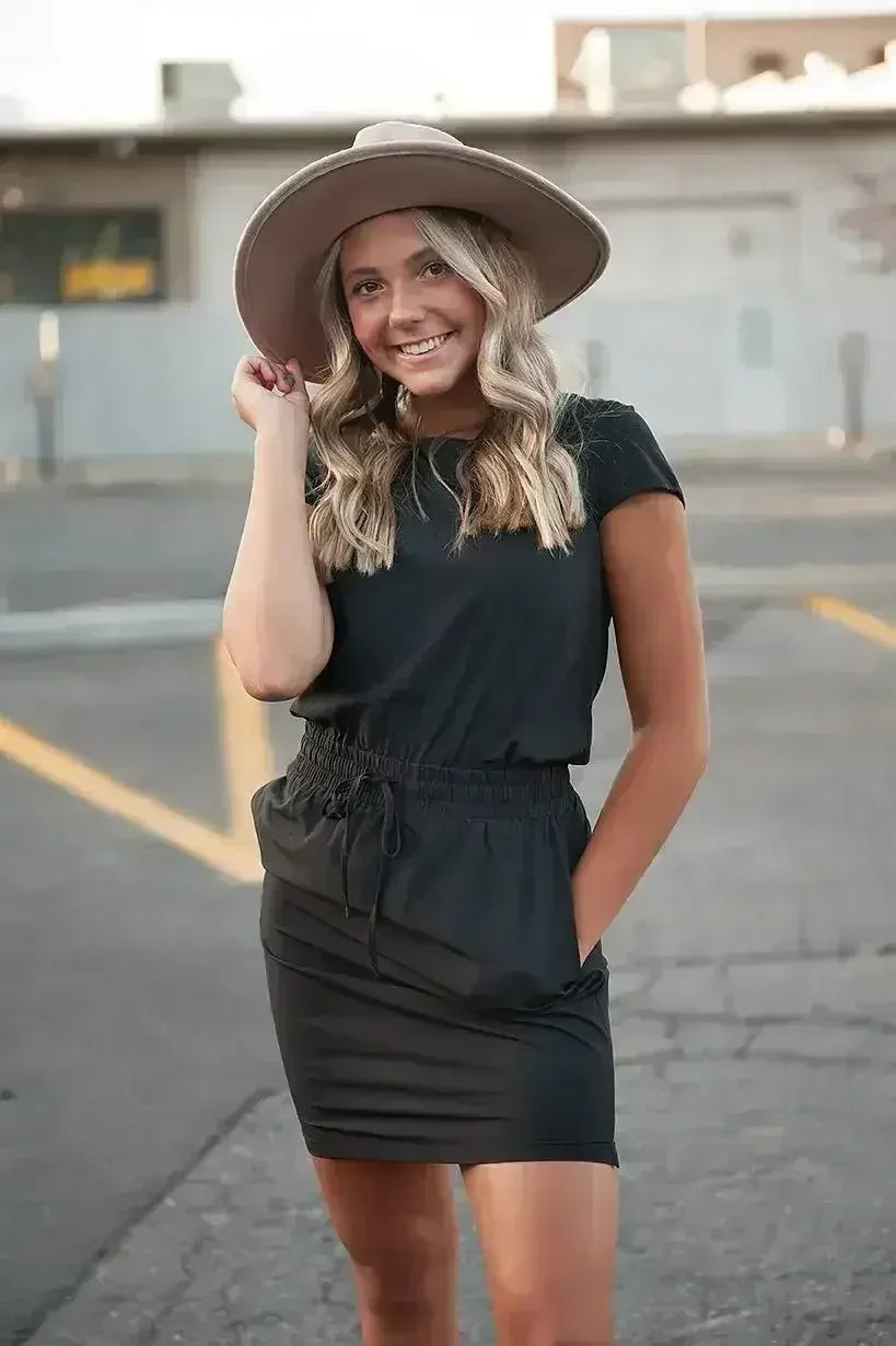 Robe légère DOWNTOWN noire pour femme