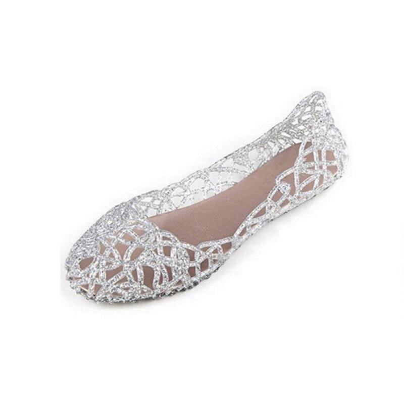 Sandales d'été de mariage pour femmes chaussures respirantes sandales charmantes en cristal chaussures de plage pour femmes chaussures plates à enfiler en cristal d'été doux et creux à paillettes sandales plates à enfiler