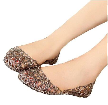 Sandales d'été de mariage pour femmes chaussures respirantes sandales charmantes en cristal chaussures de plage pour femmes chaussures plates à enfiler en cristal d'été doux et creux à paillettes sandales plates à enfiler