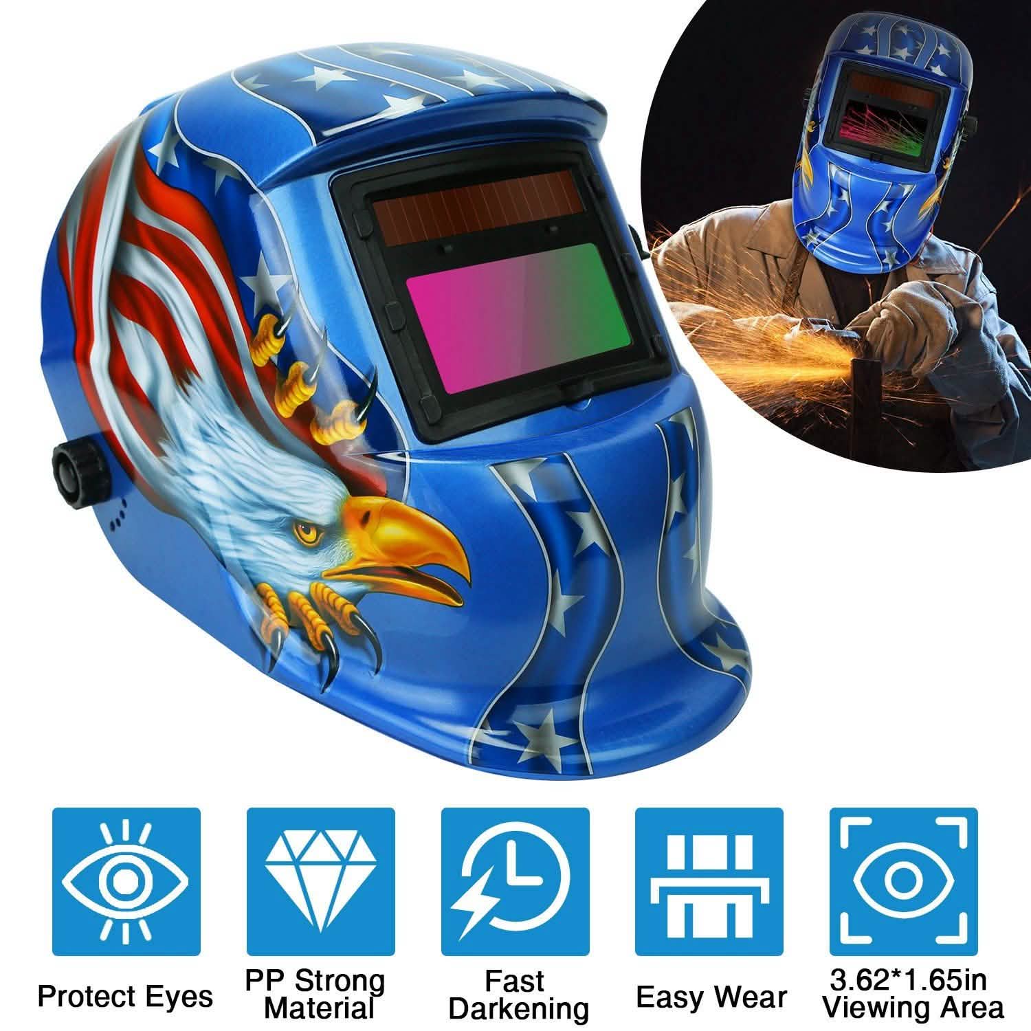 Casque de soudage à énergie solaire à assombrissement automatique avec large écran réglable