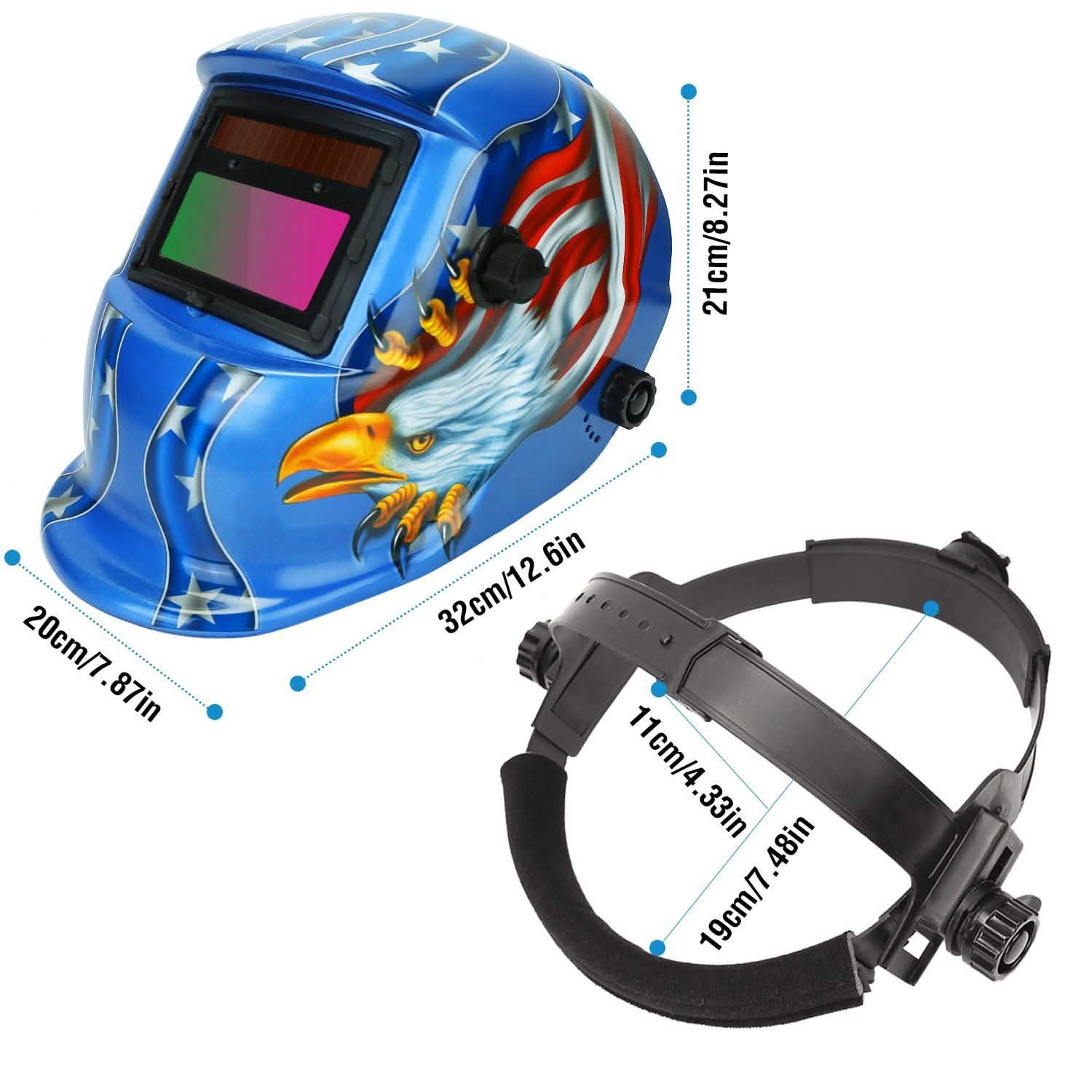 Casque de soudage à énergie solaire à assombrissement automatique avec large écran réglable