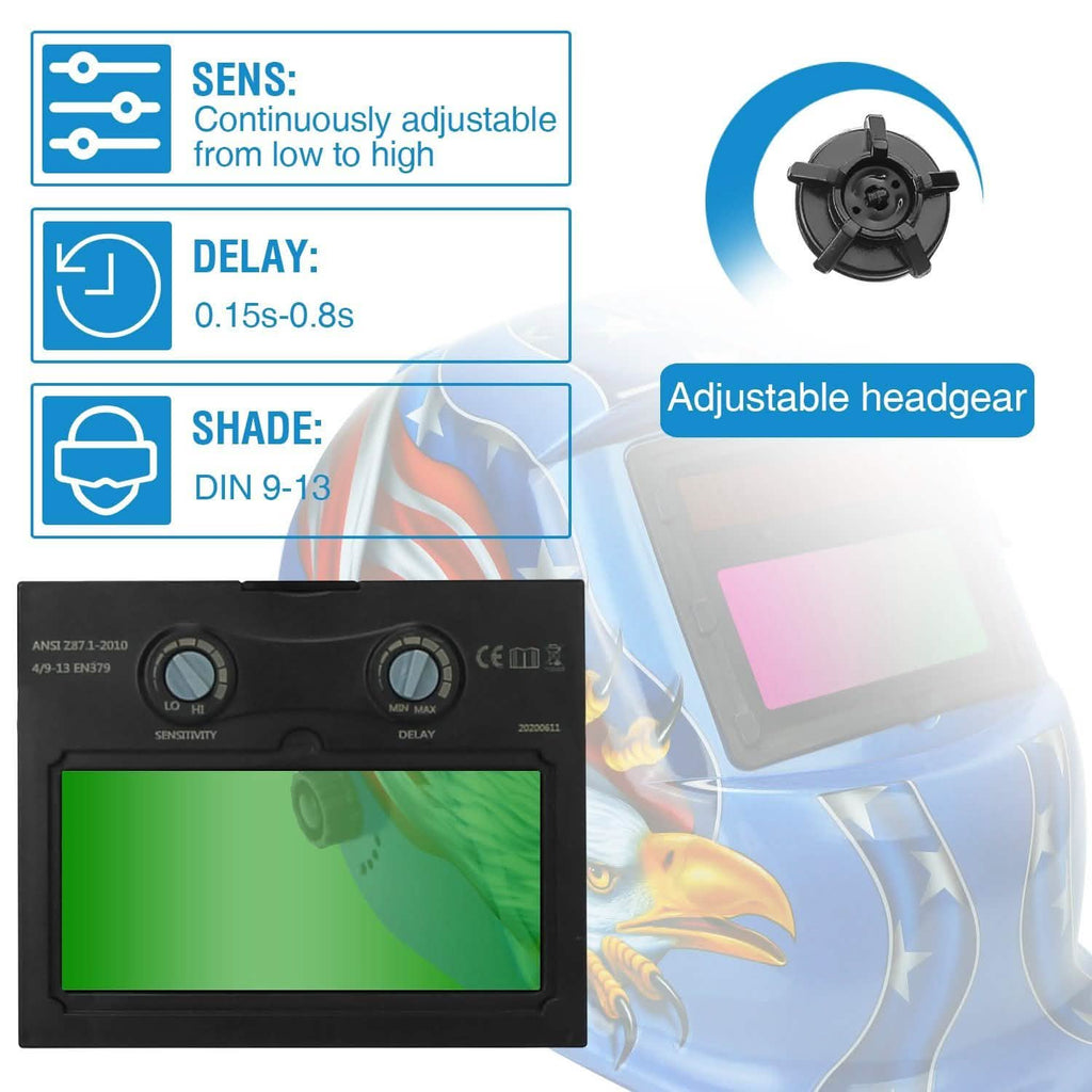 Casque de soudage à énergie solaire à assombrissement automatique avec large écran réglable
