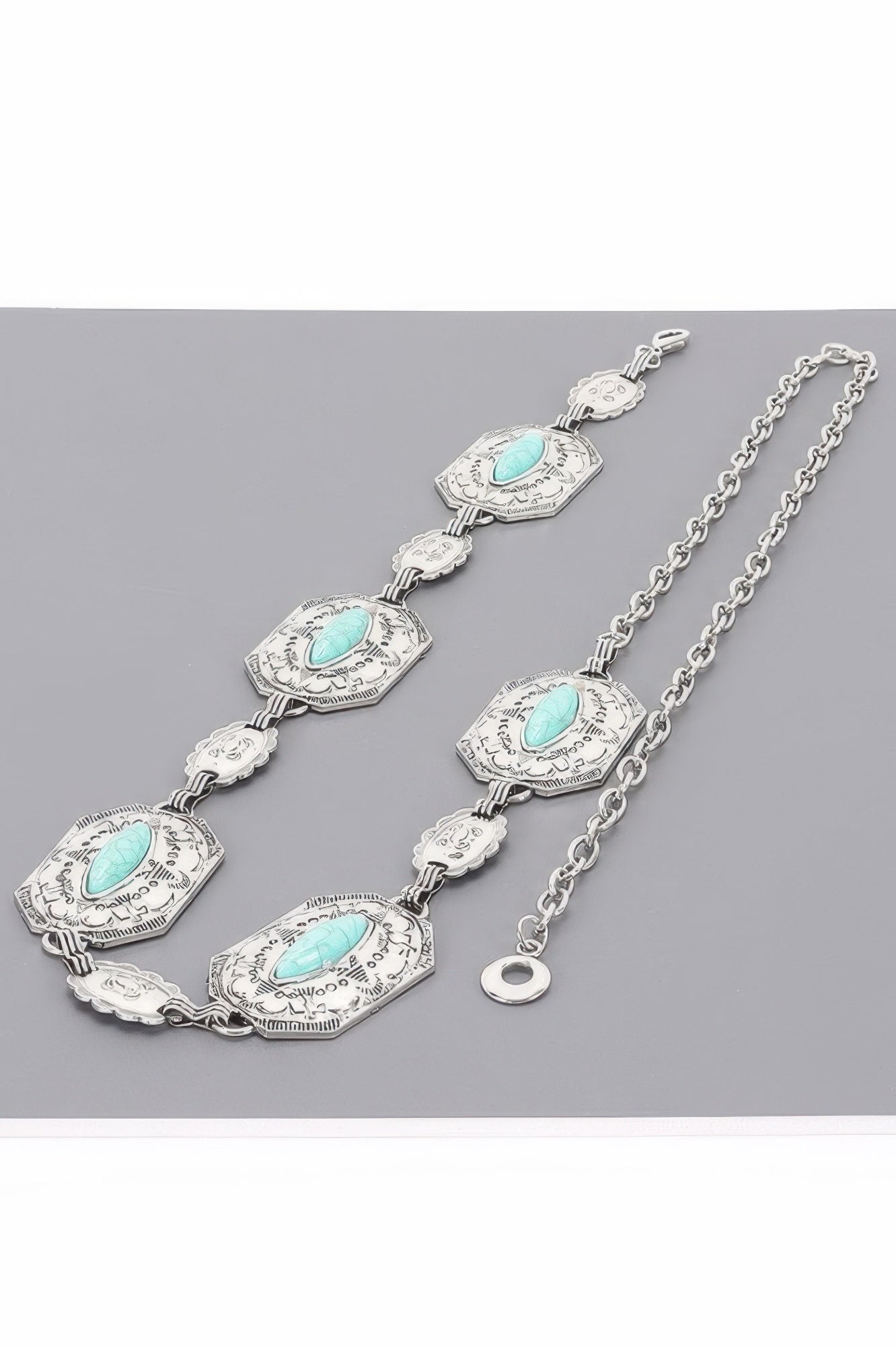 Ceinture chaîne turquoise western