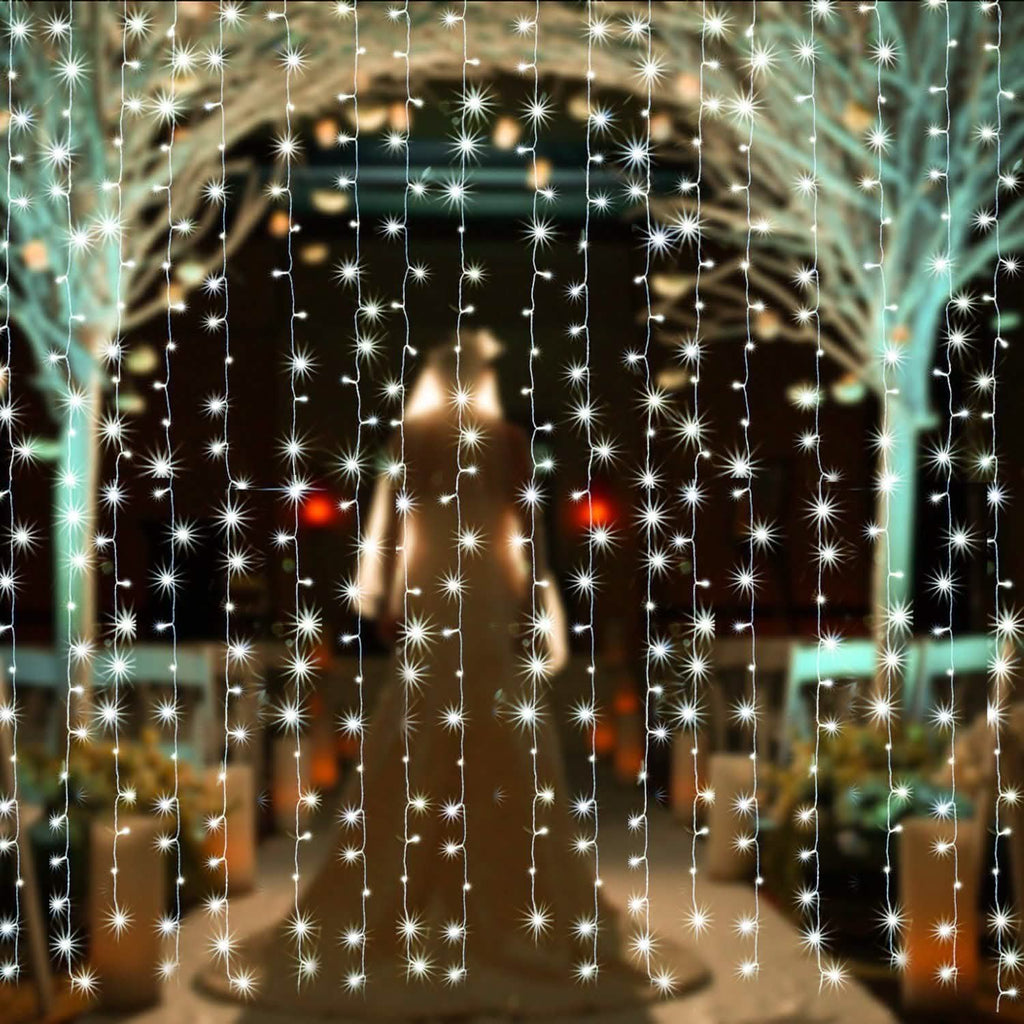 Guirlande lumineuse rideau à 100 LED blanc pour extérieur