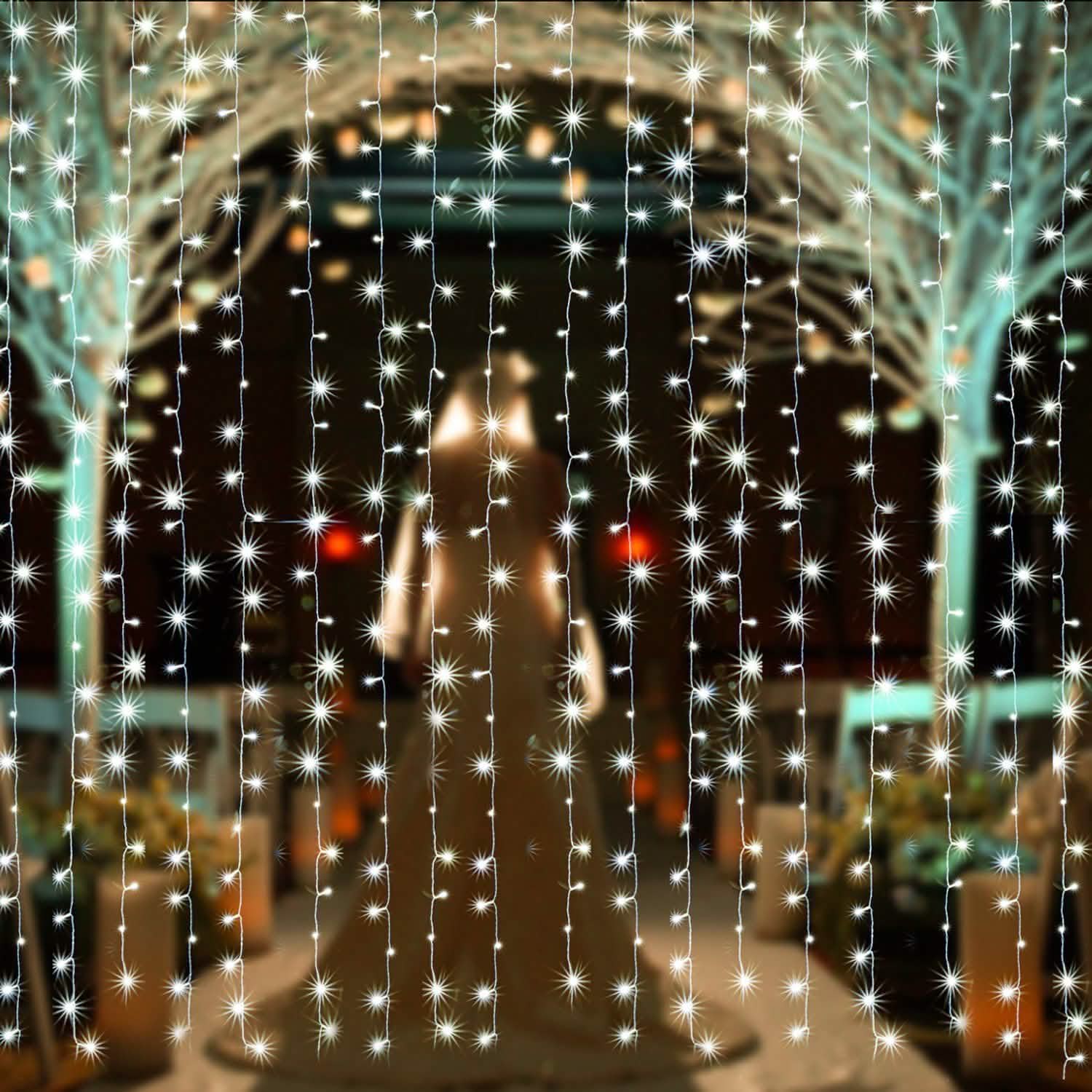 Guirlande lumineuse rideau à 100 LED blanc pour extérieur