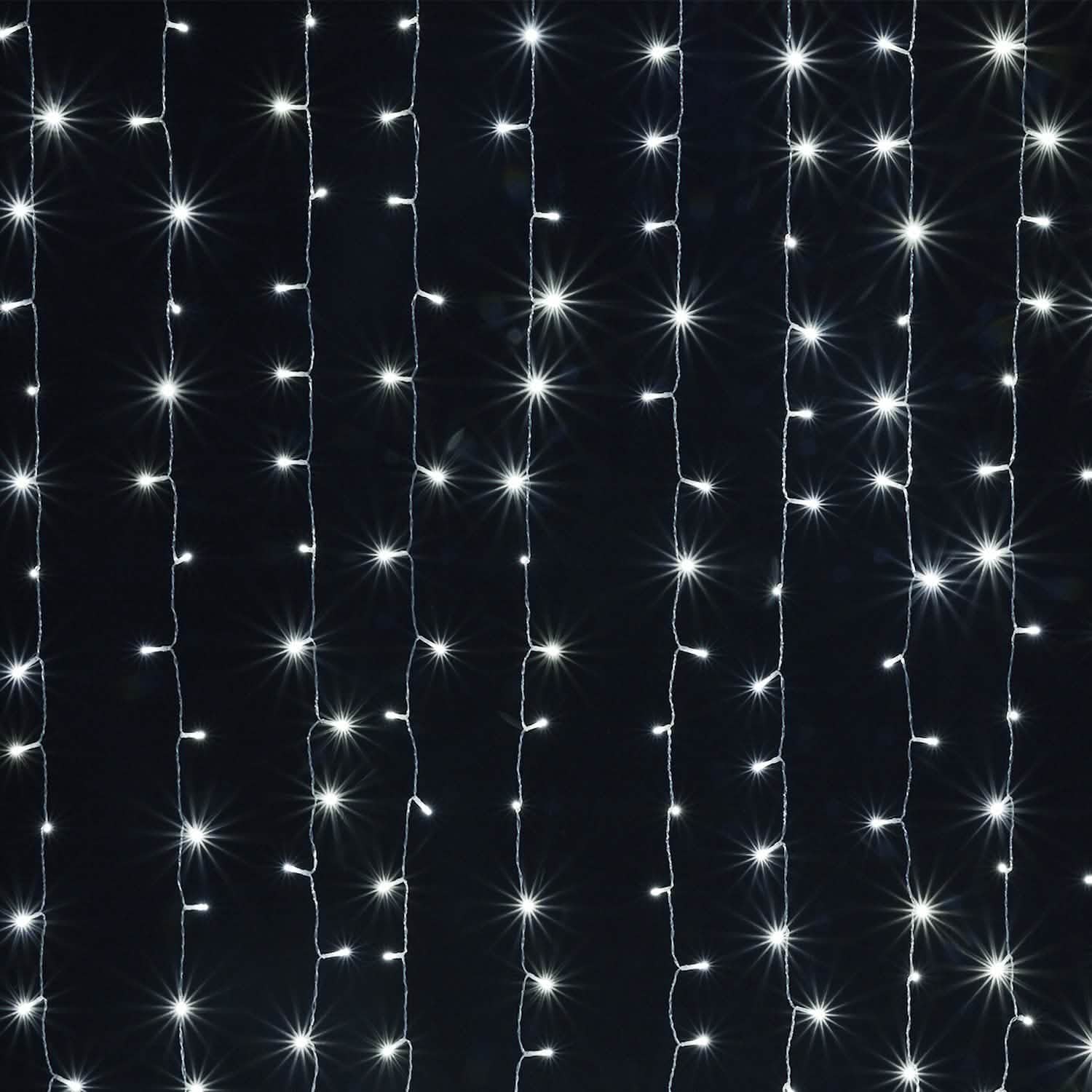 Guirlande lumineuse rideau à 100 LED blanc pour extérieur