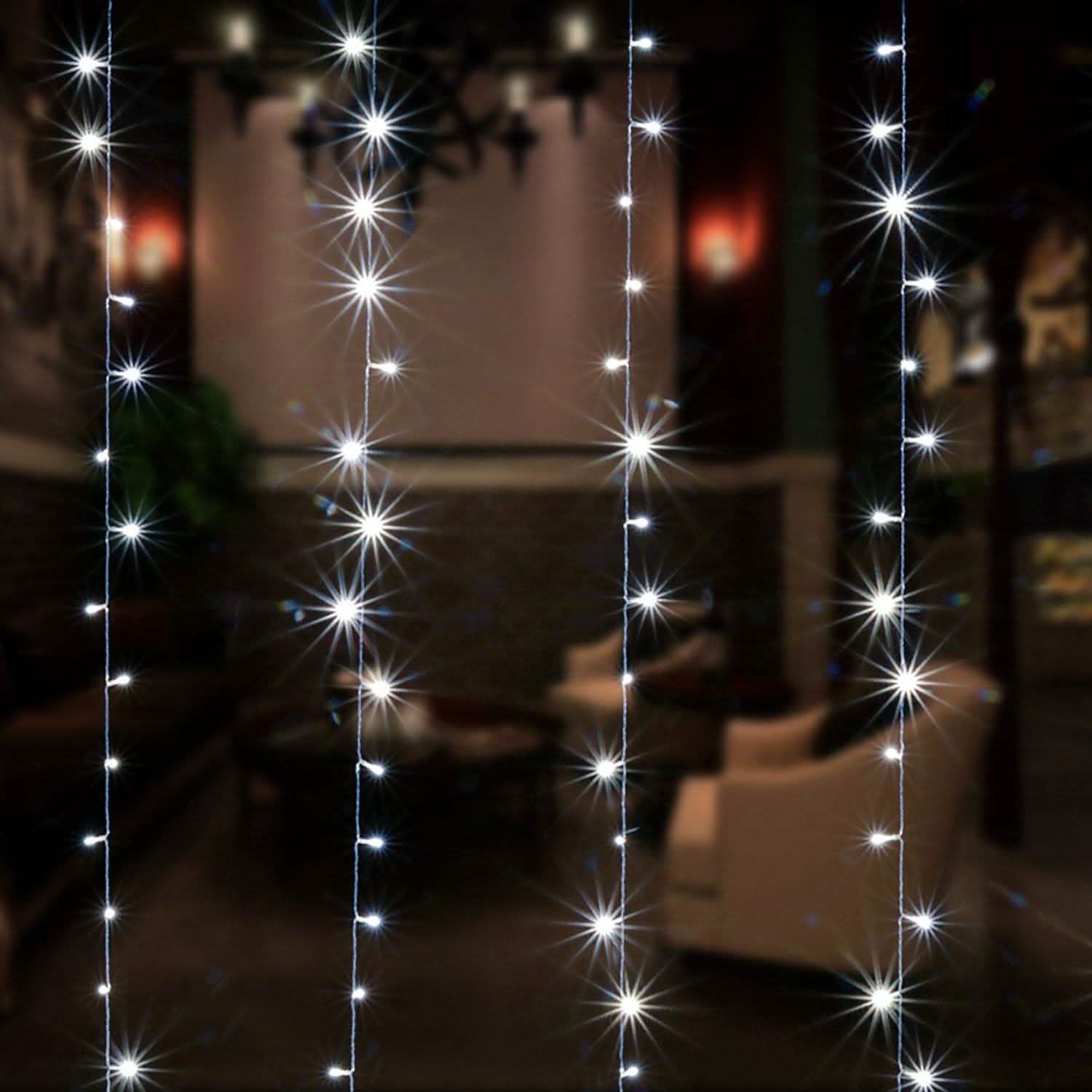 Guirlande lumineuse rideau à 100 LED blanc pour extérieur