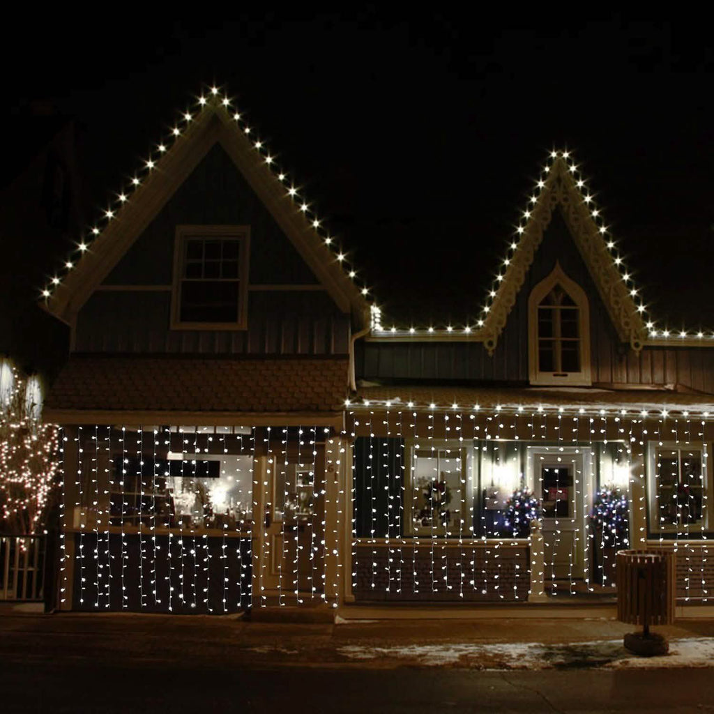 Guirlande lumineuse rideau à 100 LED blanc pour extérieur