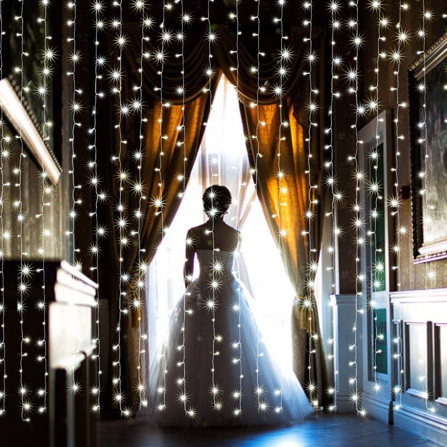 Guirlande lumineuse rideau à 100 LED blanc pour extérieur