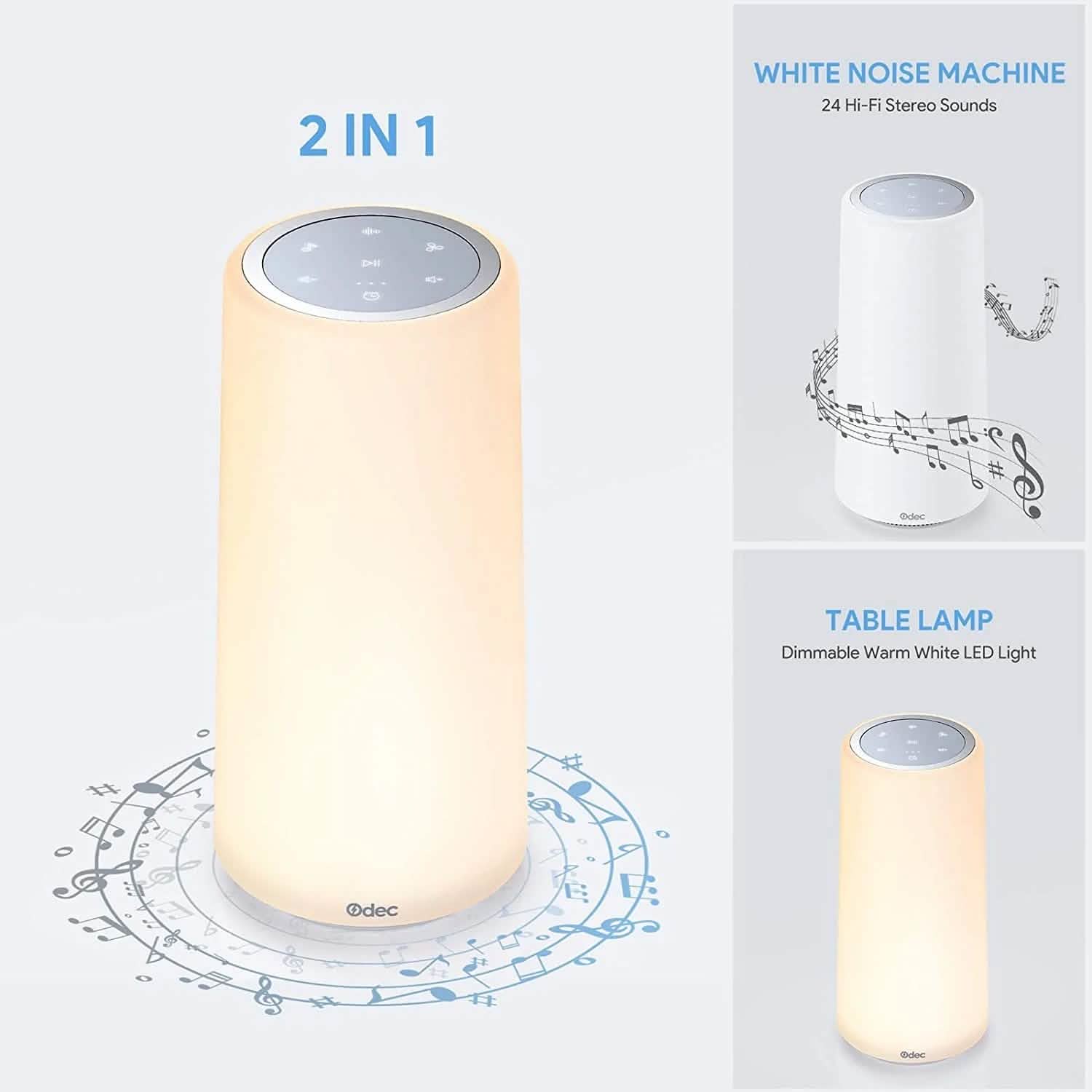 Machine à sons blanche pour bébé avec veilleuse