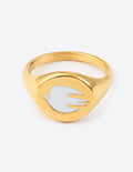 Bague Colombe Émail Blanc Or
