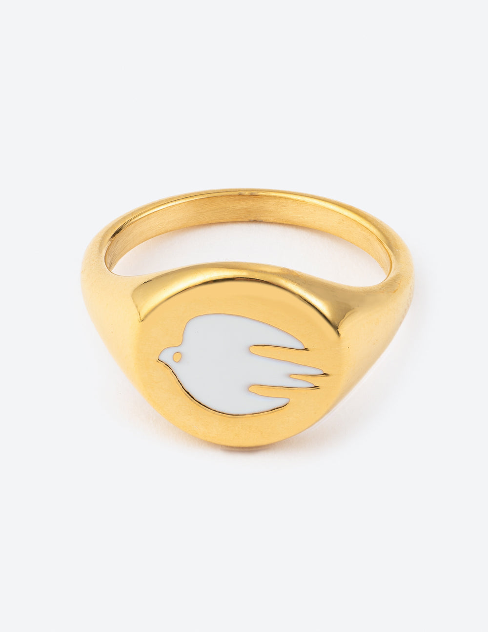 Bague Colombe Émail Blanc Or