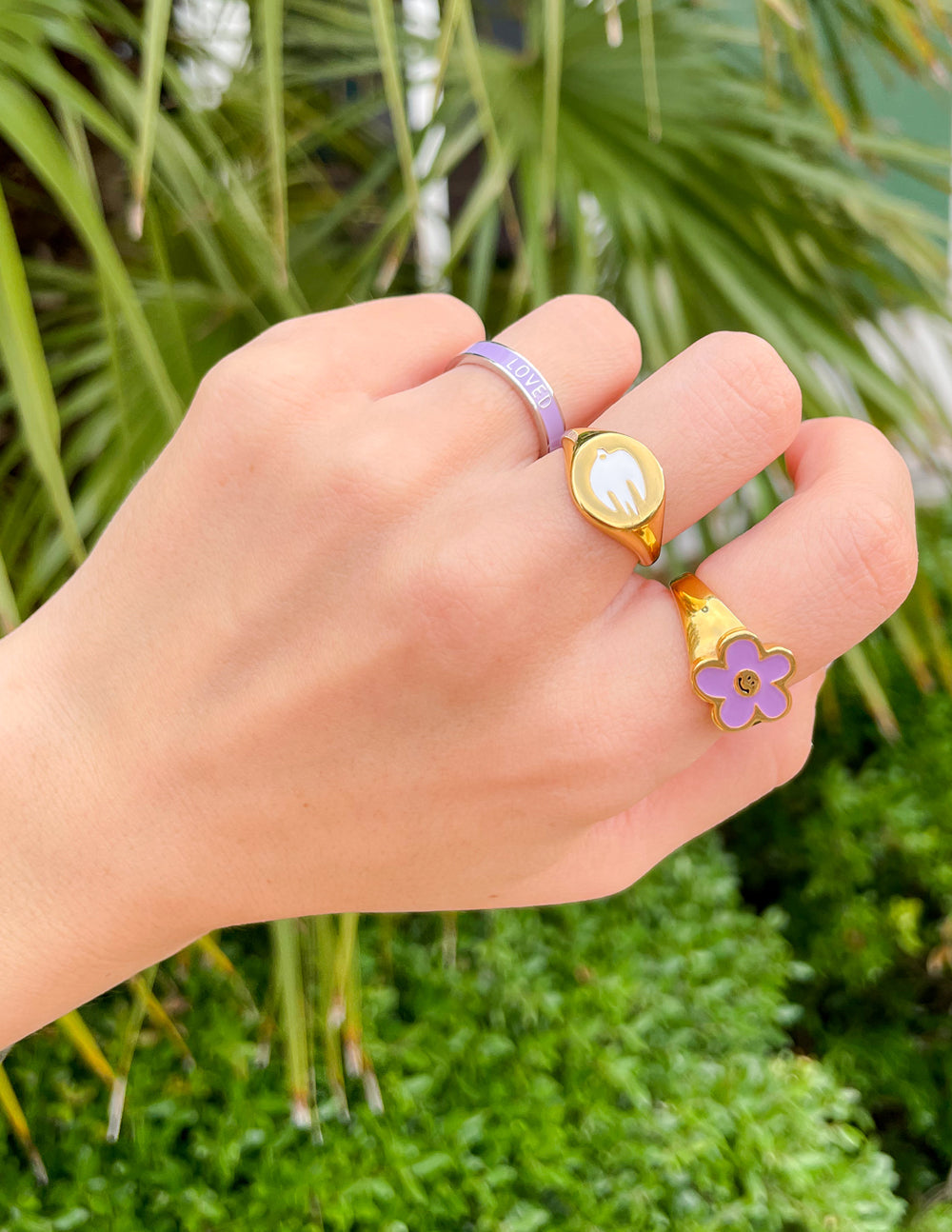 Bague Colombe Émail Blanc Or