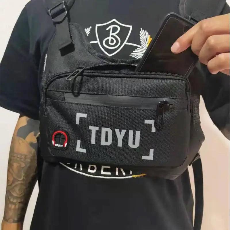 Sac de poitrine léger blanc pour homme, sac de course pour entraînements, support de téléphone avec rangement supplémentaire, design minimaliste