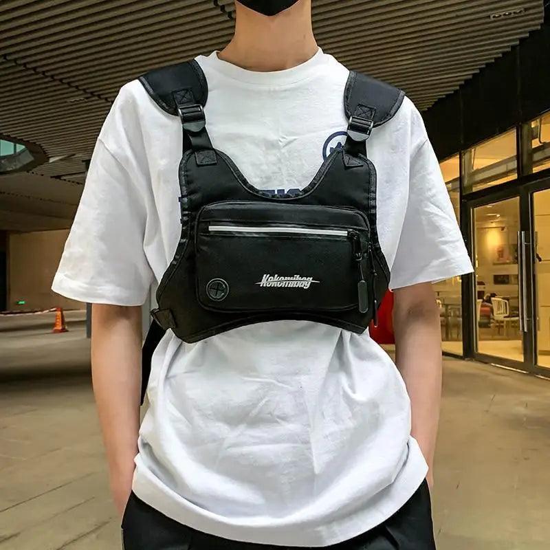 Sac de poitrine léger blanc pour homme, sac de course pour entraînements, support de téléphone avec rangement supplémentaire, design minimaliste
