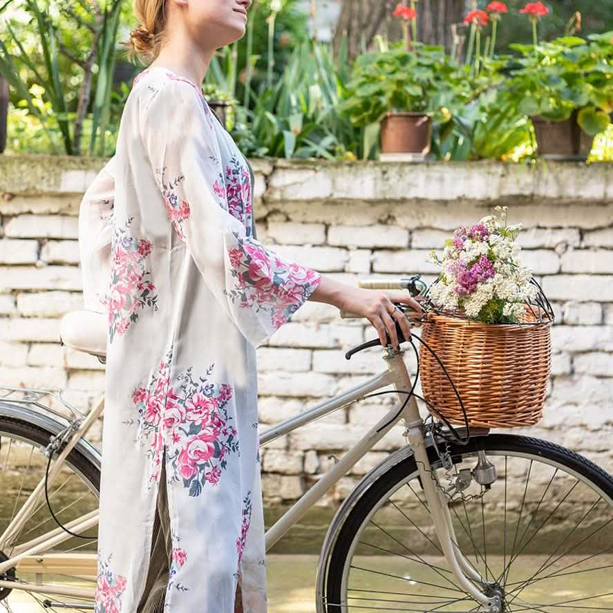 Kimono floral blanc