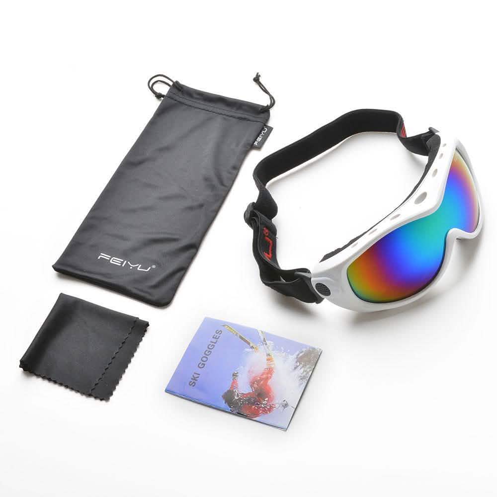 Lunettes de ski pour enfant blanches, double écran anti-buée, lunettes de soleil