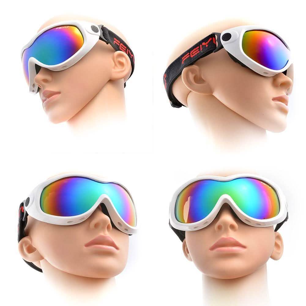 Lunettes de ski pour enfant blanches, double écran anti-buée, lunettes de soleil