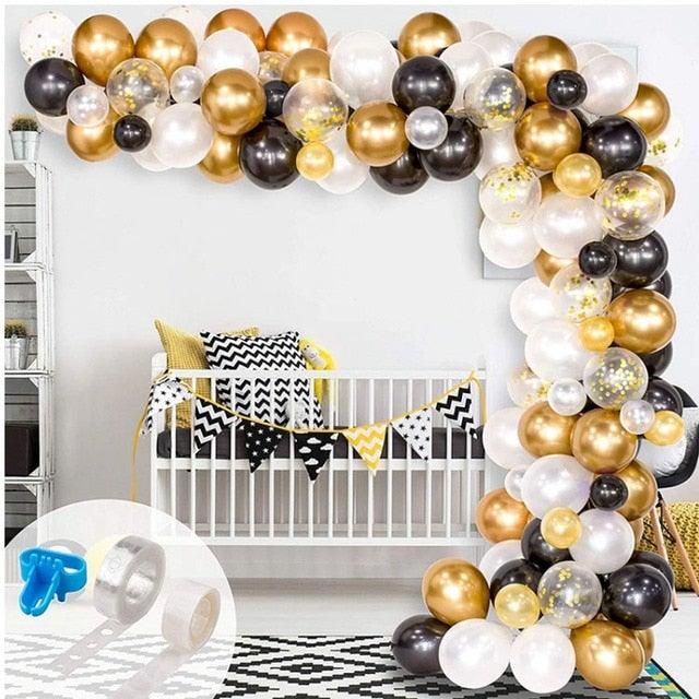 Lot de ballons en latex transparent et or blanc pour fête prénatale, anniversaire, fête de mariage