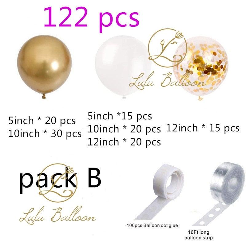 Lot de ballons en latex transparent et or blanc pour fête prénatale, anniversaire, fête de mariage