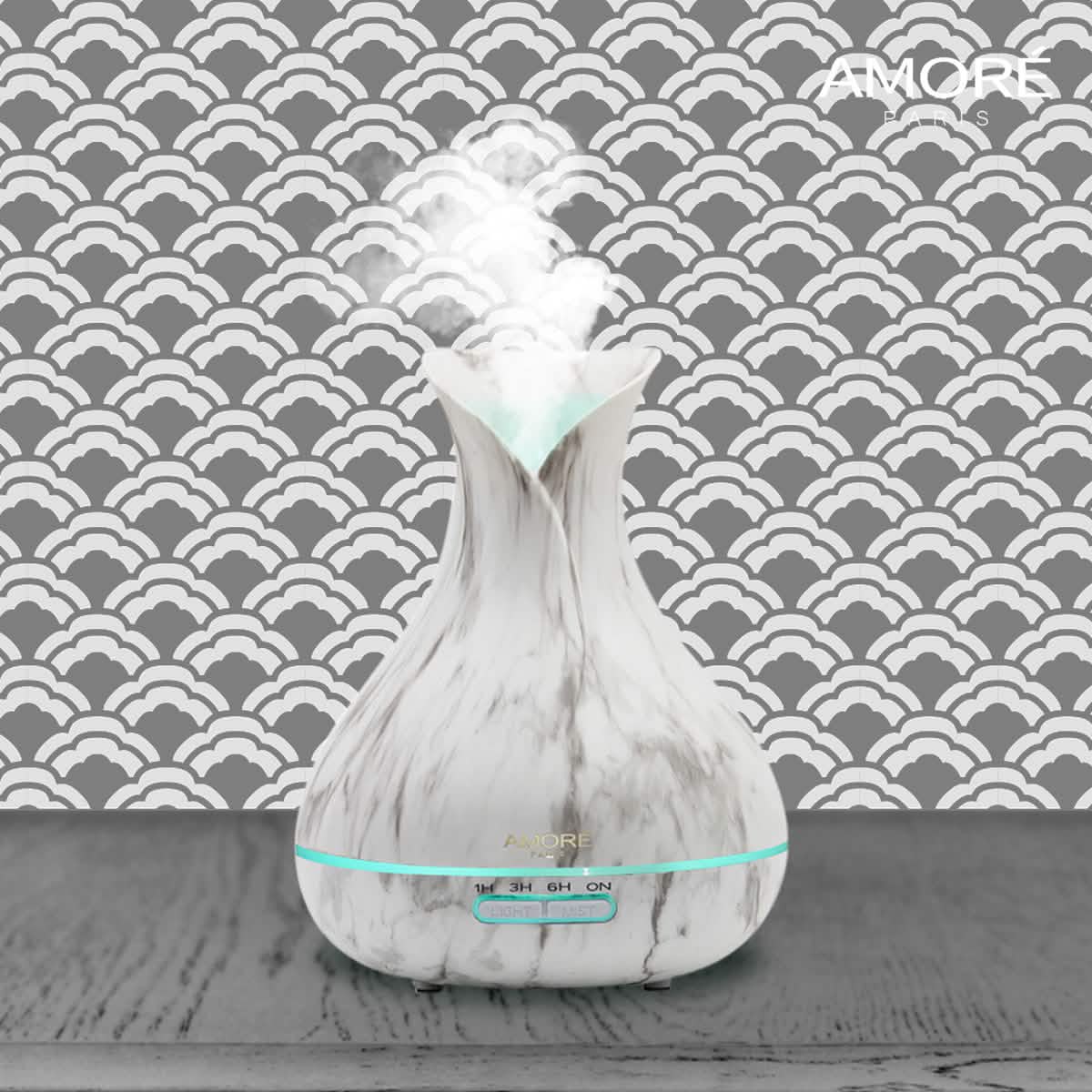 Diffuseur d'arômes ultrasonique 300 ml en marbre blanc