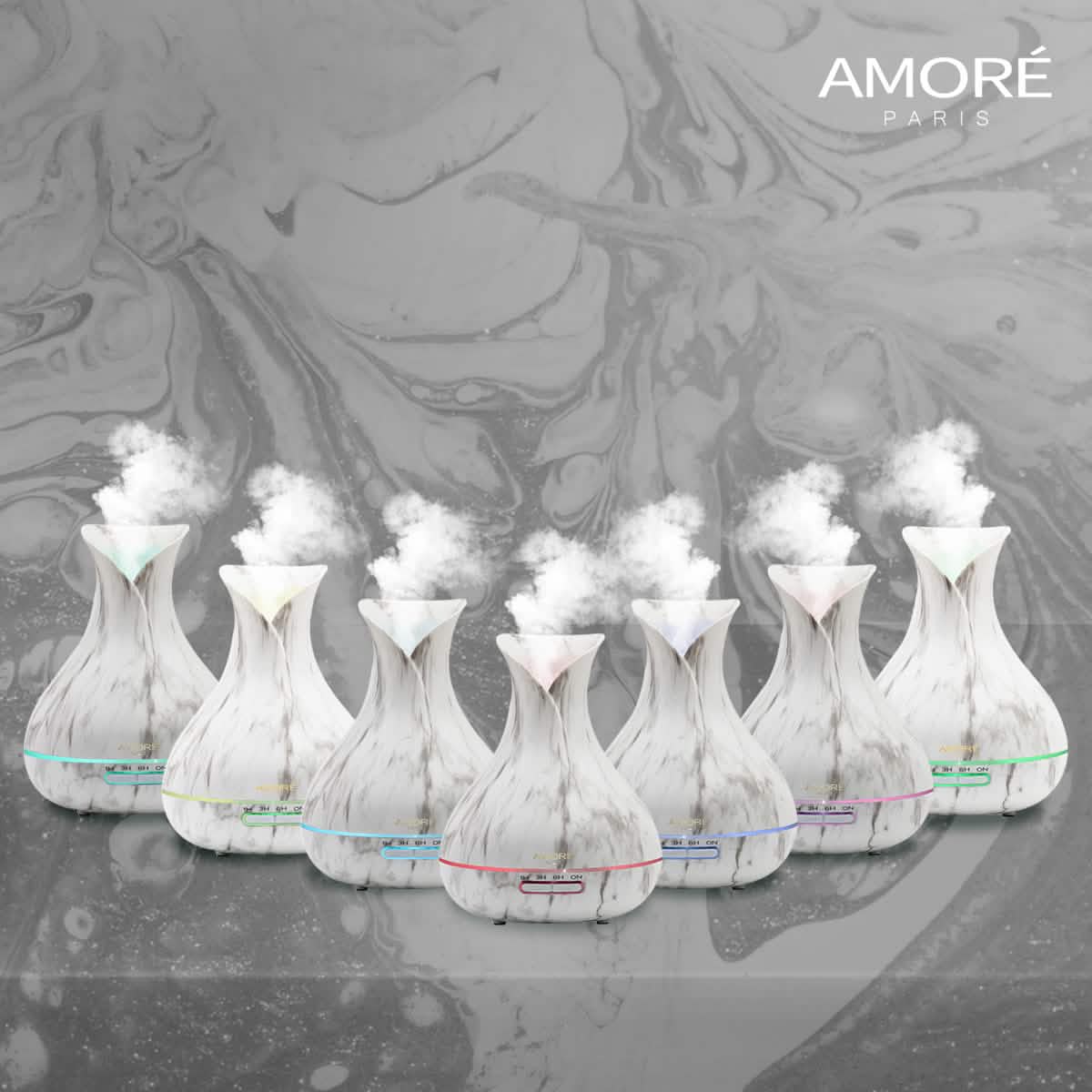 Diffuseur d'arômes ultrasonique 300 ml en marbre blanc