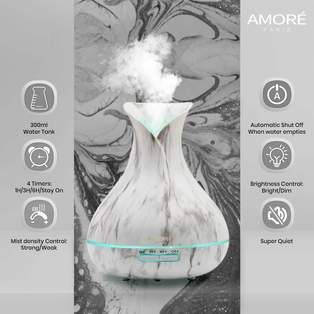 Diffuseur d'arômes ultrasonique 300 ml en marbre blanc