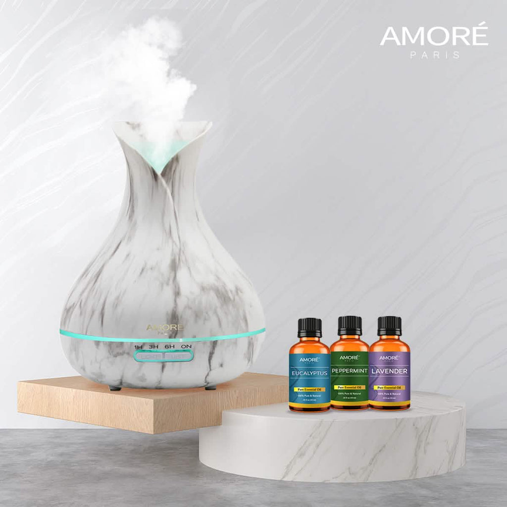 Diffuseur d'arômes ultrasonique 300 ml en marbre blanc
