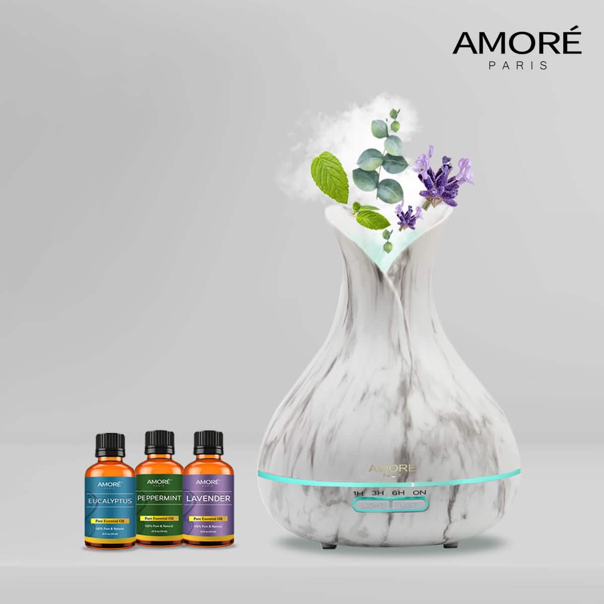 Diffuseur d'arômes ultrasonique 300 ml en marbre blanc